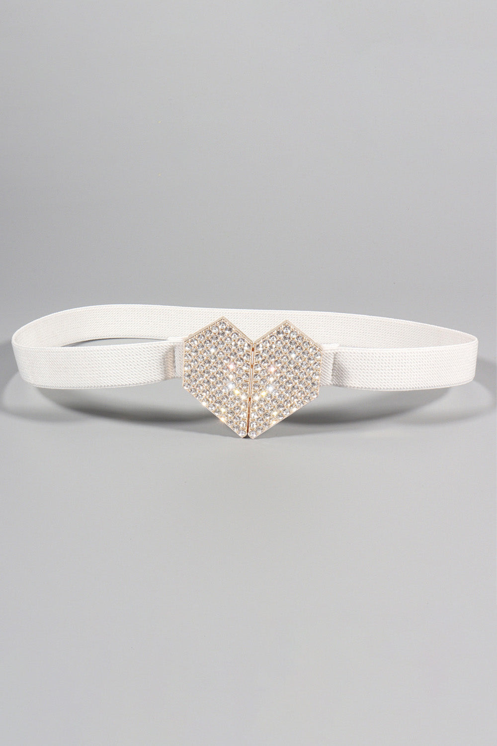 Rhinestone Heart Buckle Elastic Belt - Fashorio