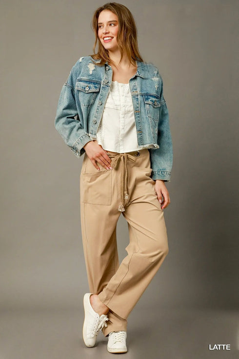 Umgee Cargo-Inspired Drawstring Pants - Fashorio
