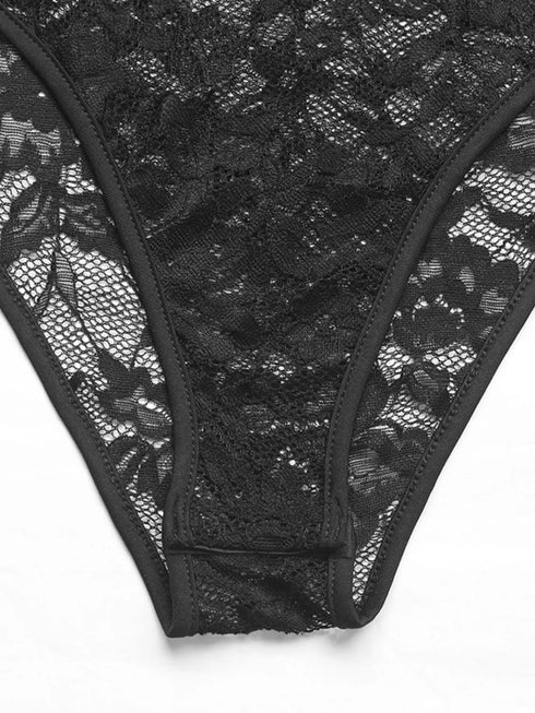 Lace Plunge Sleeveless Bodysuit - Fashorio