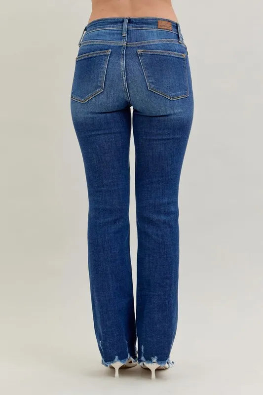 Judy Blue Full Size Mid-rise Non-distressed Hem Bootcut Jeans Plus Size - Fashorio
