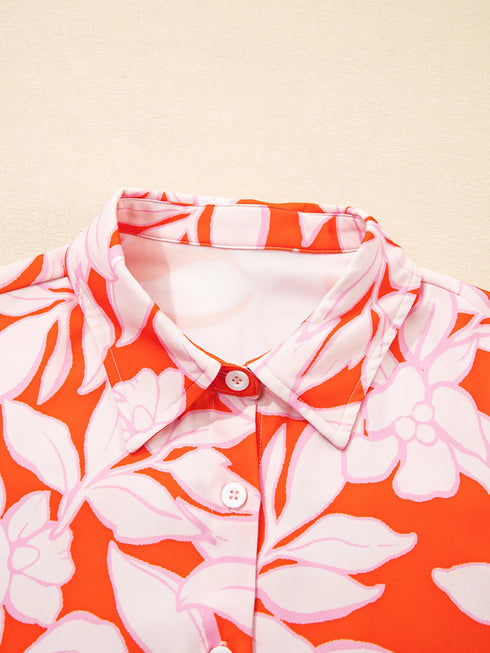 Botanical Print Single Chest Pocket Button Up Shirt - Fashorio