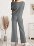 Long Sleeve Lounge Top and Drawstring Pants Set - Fashorio