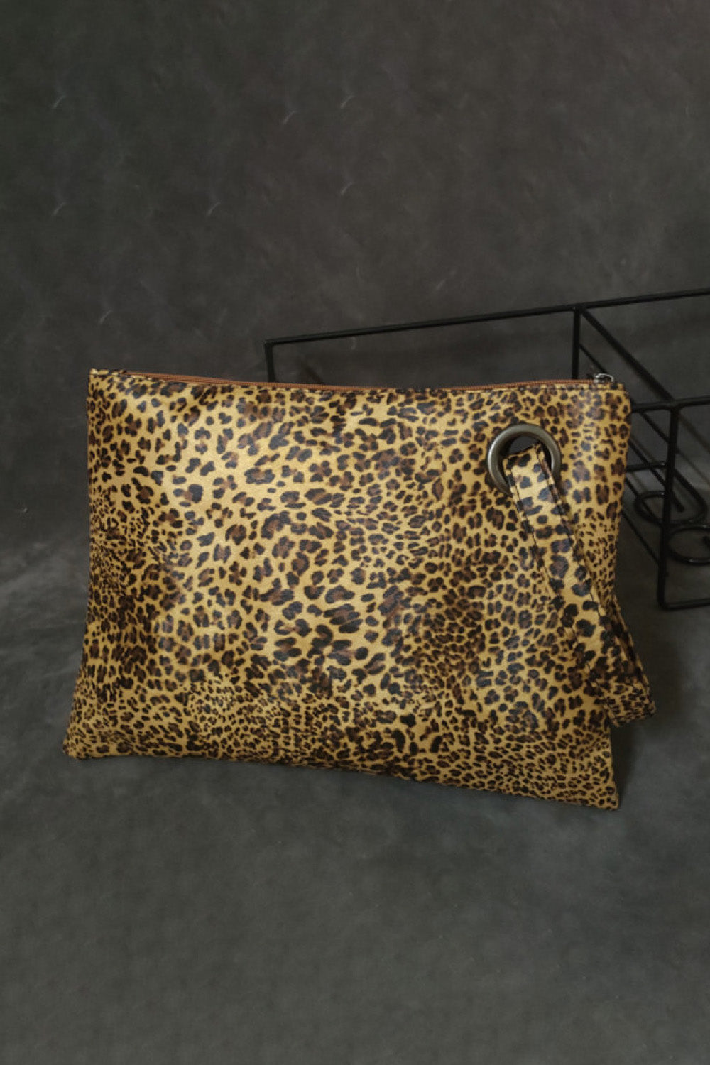 Leopard PU Leather Clutch Yellow Leopard One Size - Fashorio