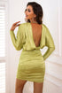 Open Back Ruched Long Sleeve Dress - Fashorio