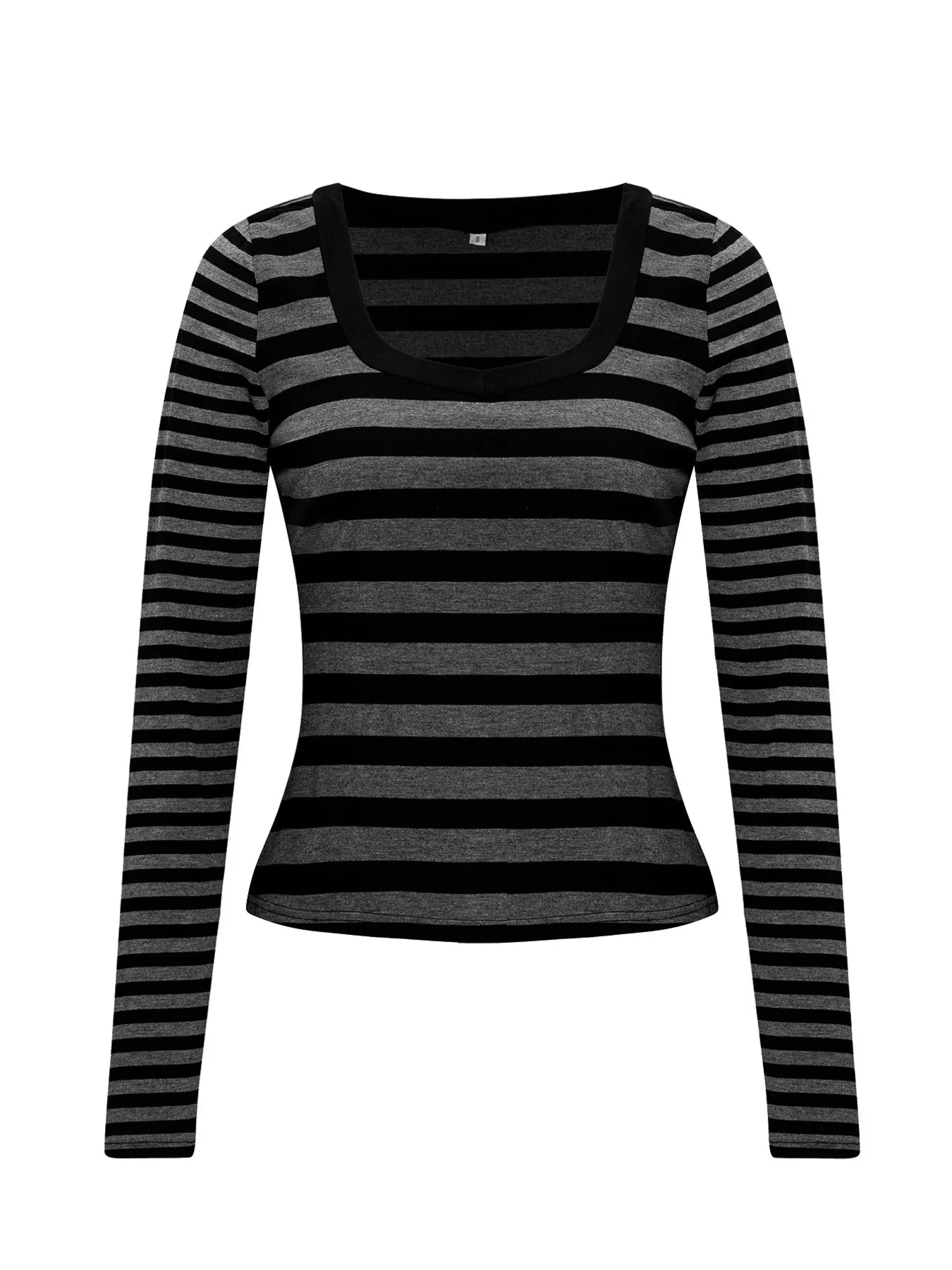 Striped Long Sleeve Contrast T-Shirt - Fashorio