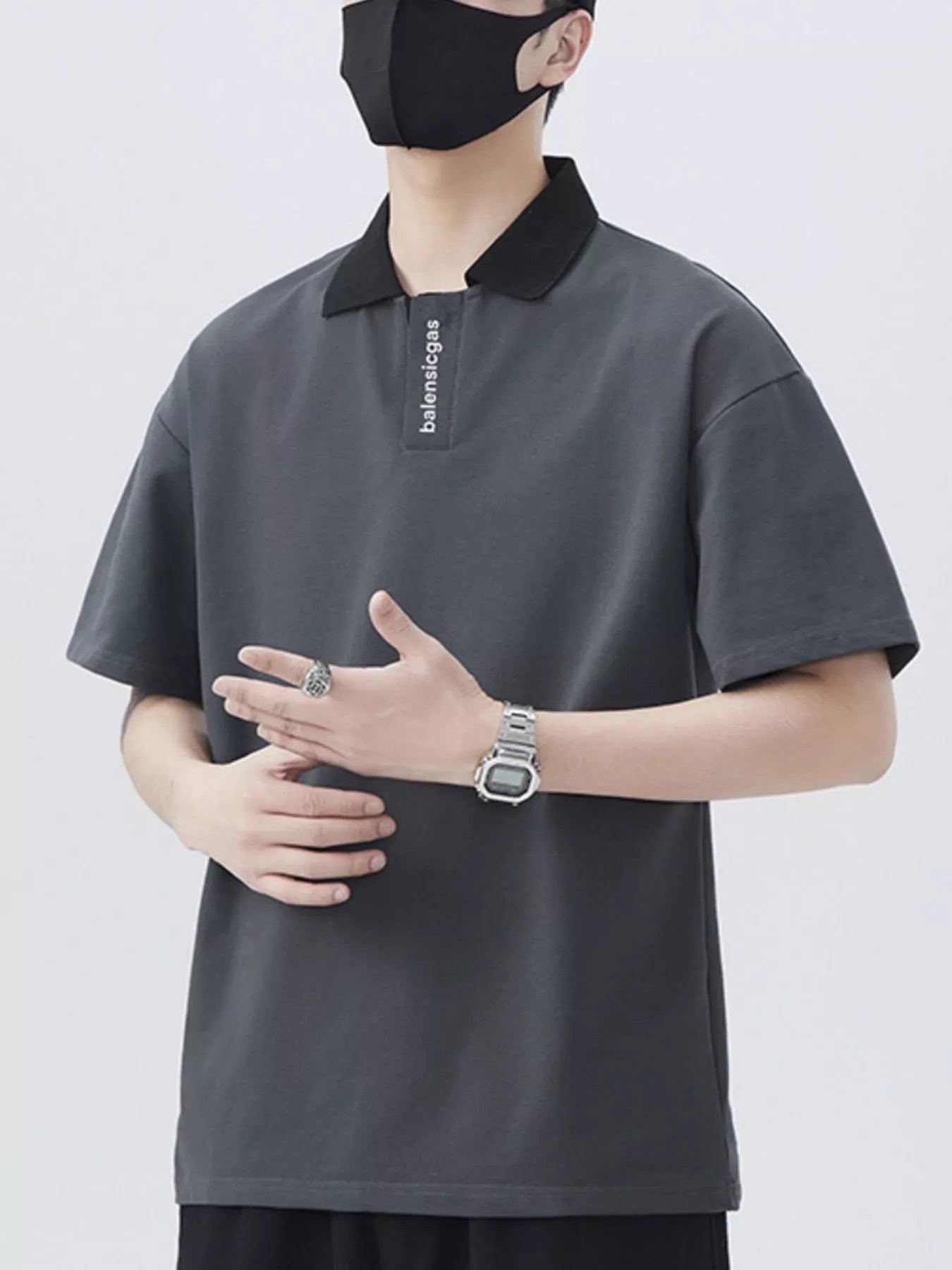 Men's Plus Size Contrast Collar Short Sleeve Polo - Fashorio