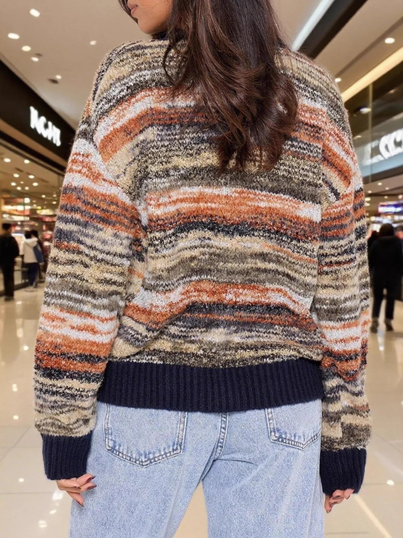 Gradient Stripe Button-Up Cardigan - Fashorio
