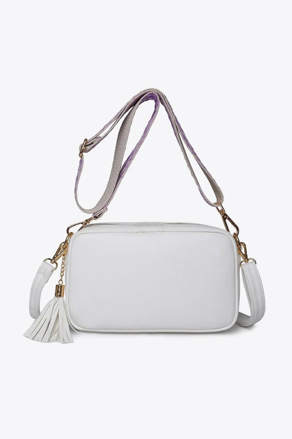 PU Leather Tassel Crossbody Bag White One Size - Fashorio