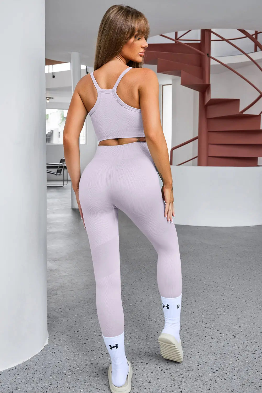 Tank Cropped Active Top and Pants Set - Fashorio