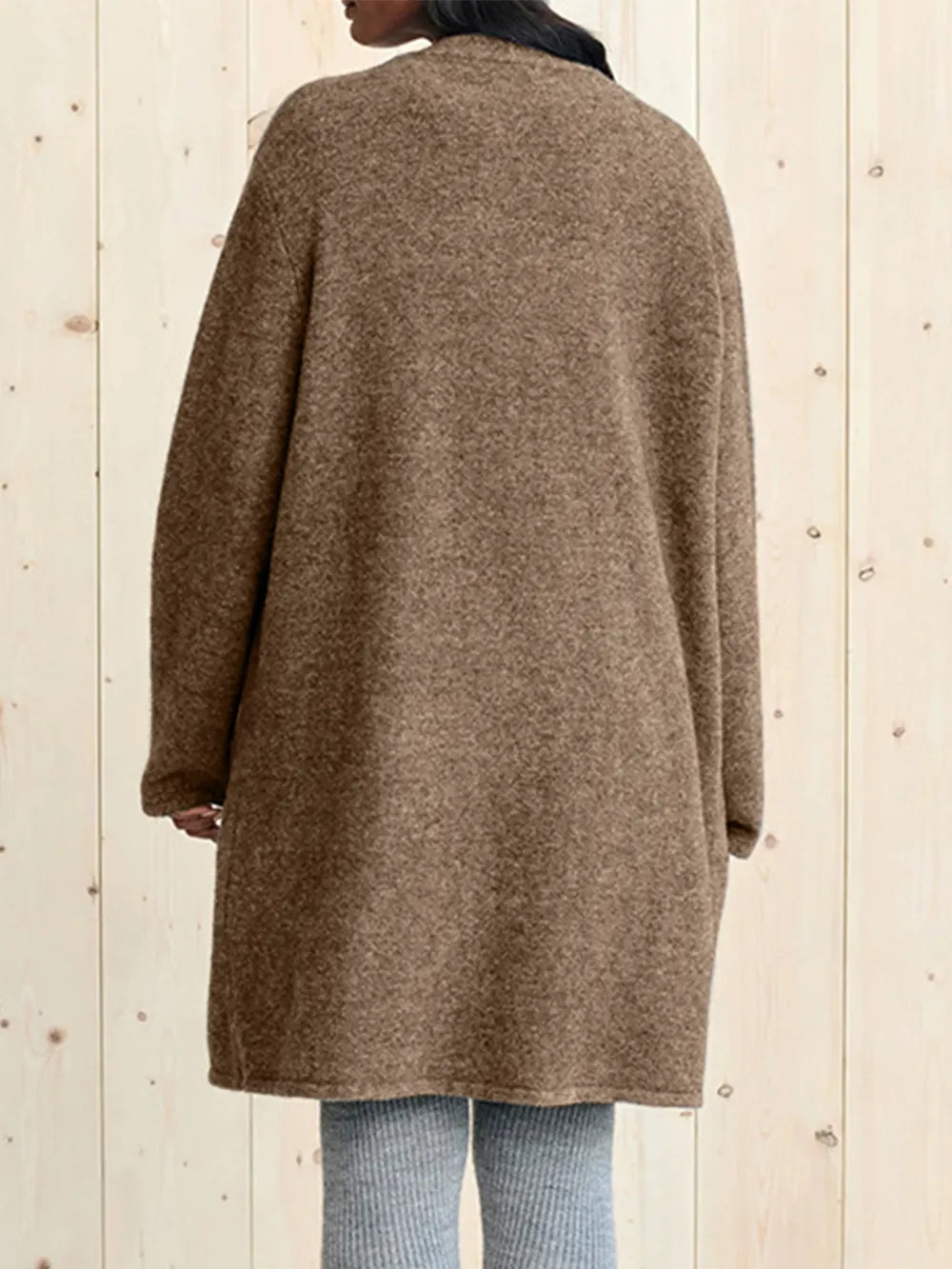 Open Front Long Sleeve Cardigan with Pockets - Fashorio