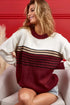 BiBi Color Block Sweater With Stripe Yoke - Fashorio