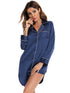 Button Up Lapel Collar Night Dress with Pocket - Fashorio