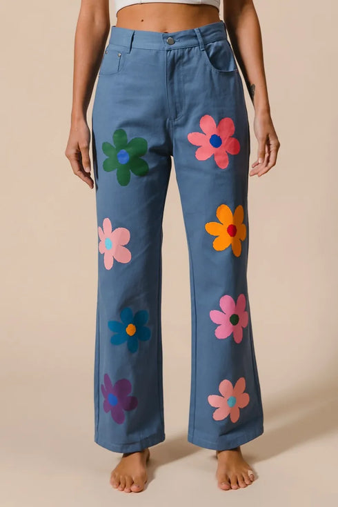 BiBi Flower Print Straight Legs Pants - Fashorio