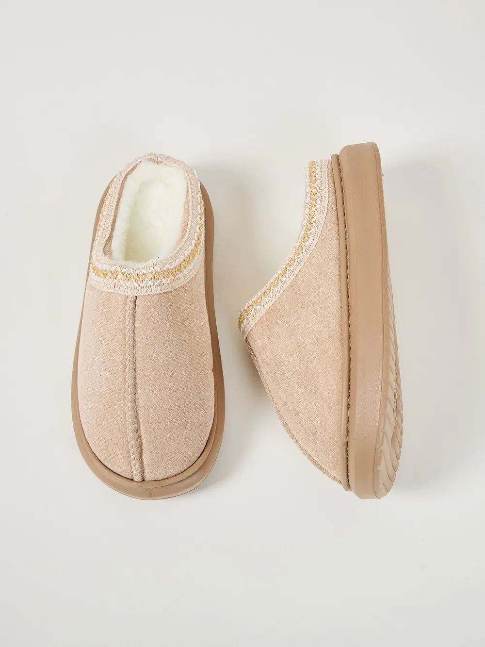 Faux Fur Suede Platform Slippers - Fashorio