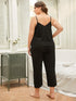 Plus Size Lace Trim Slit Cami and Pants Pajama Set - Fashorio