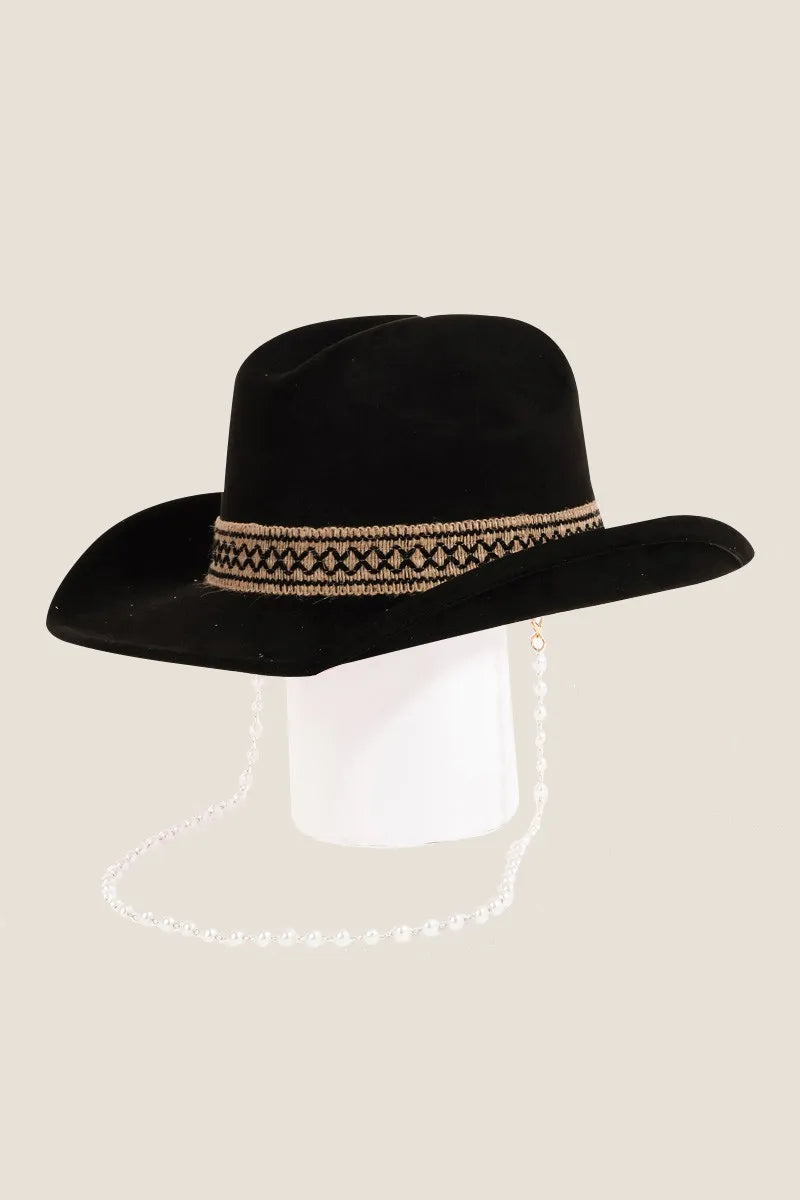 Fame Ornate Band Cowboy Hat Bk One Size - Fashorio