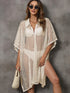 Sheer Mesh Button Up Cover Up Apricot One Size - Fashorio