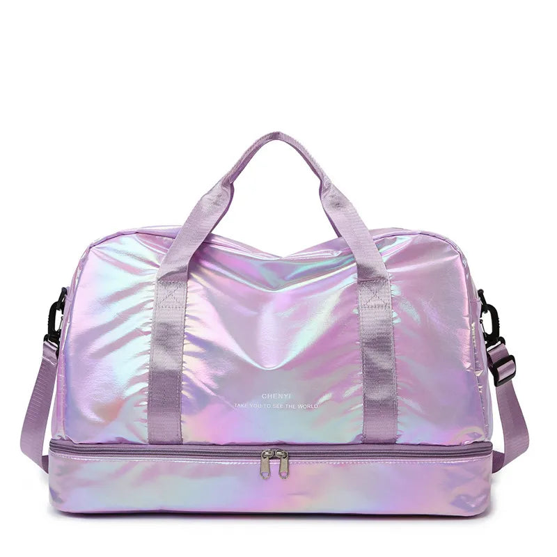 Detachable Strap Travel Bag Pink Purple One Size - Fashorio