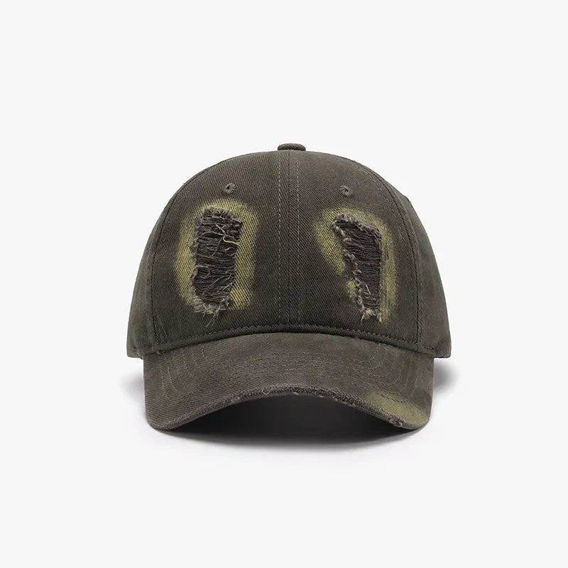 Distressed Cotton Baseball Cap Army Green One Size - Fashorio