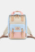 Himawari Contrast Waterproof Nylon Backpack Bag Pink Blue Ivory One Size - Fashorio