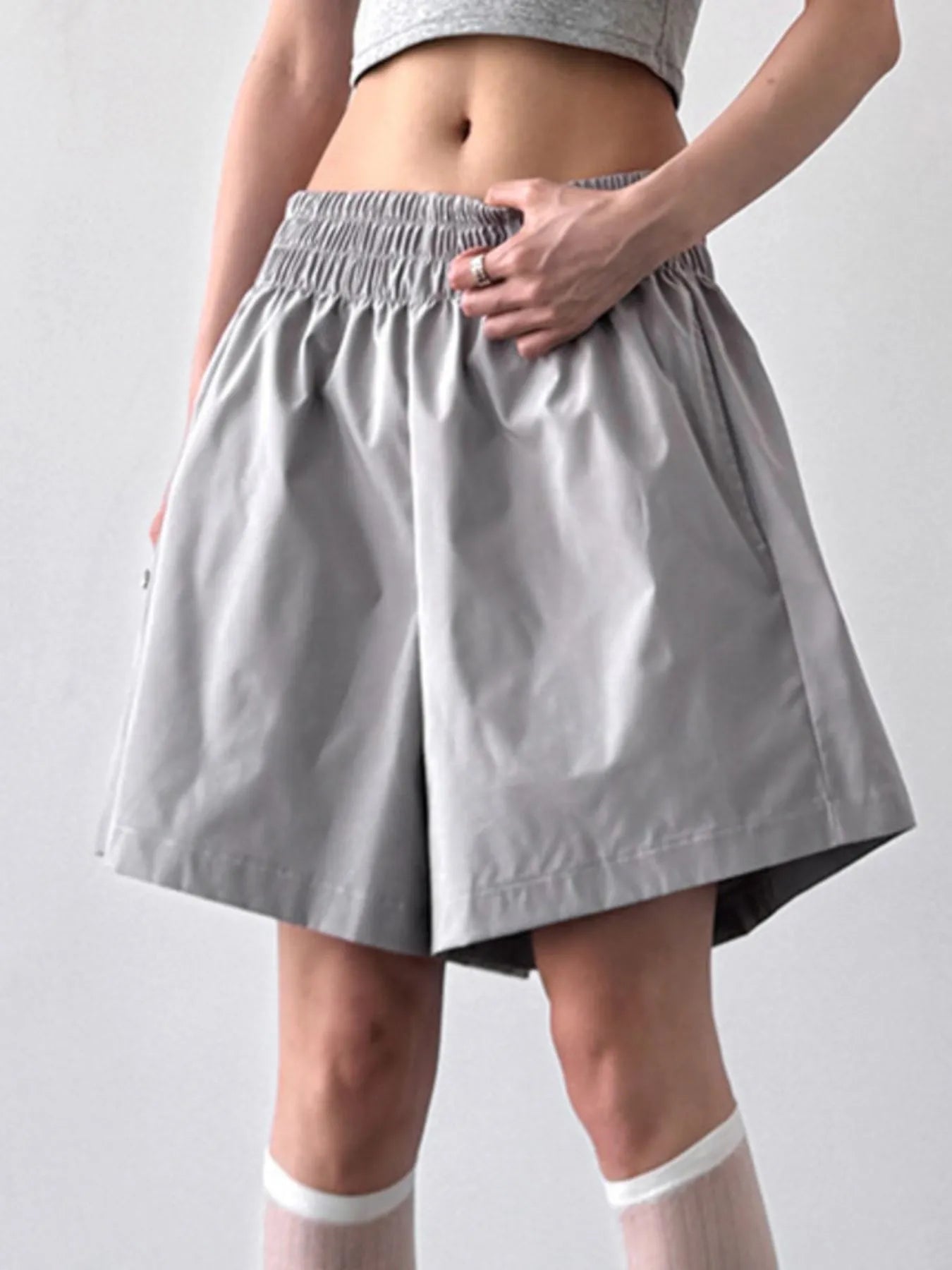 Smocked Wide-Leg Shorts - Fashorio