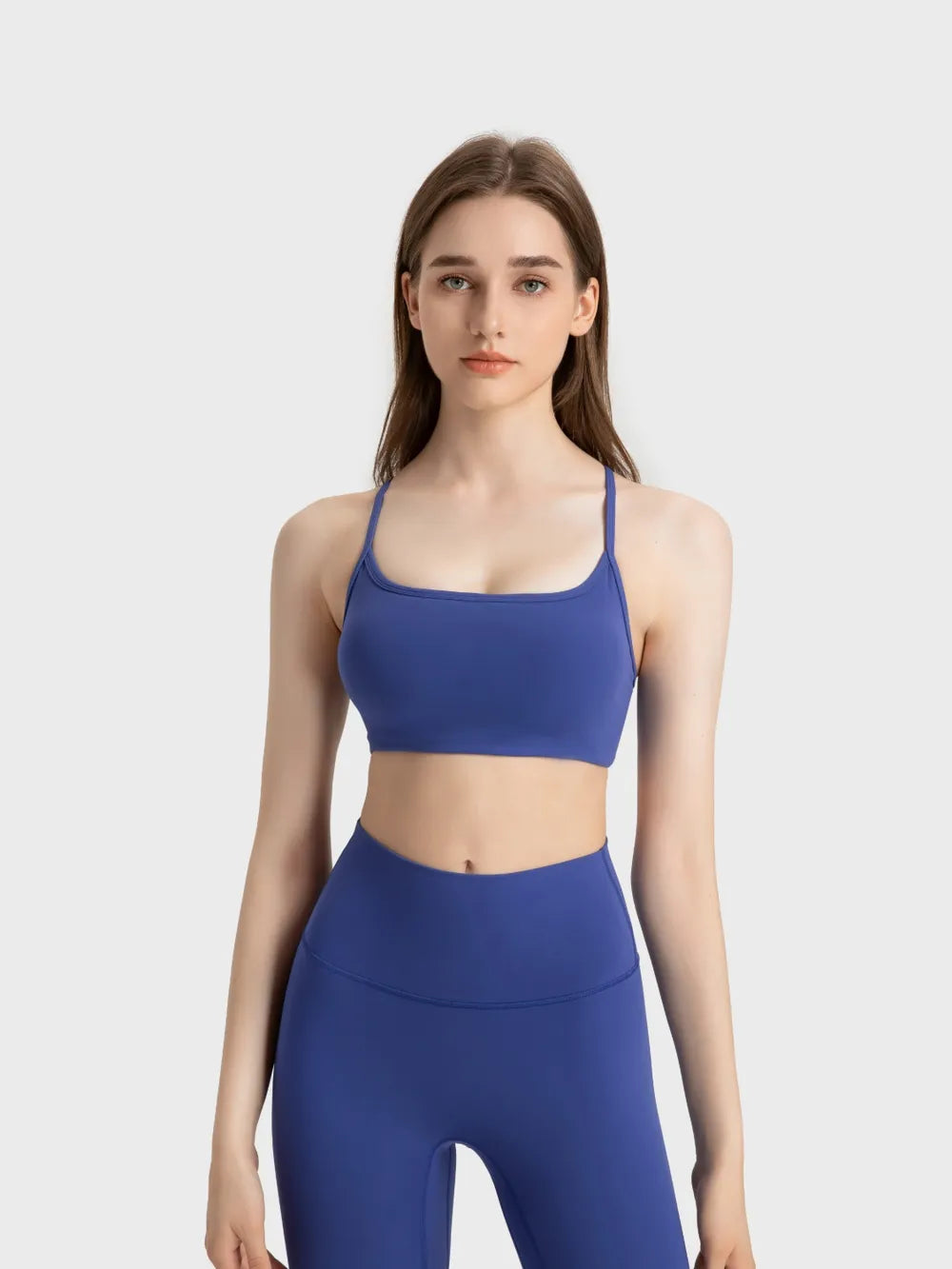 Millennia Crisscross Back Scoop Neck Active Cami with Detachable Chest Pads - Fashorio