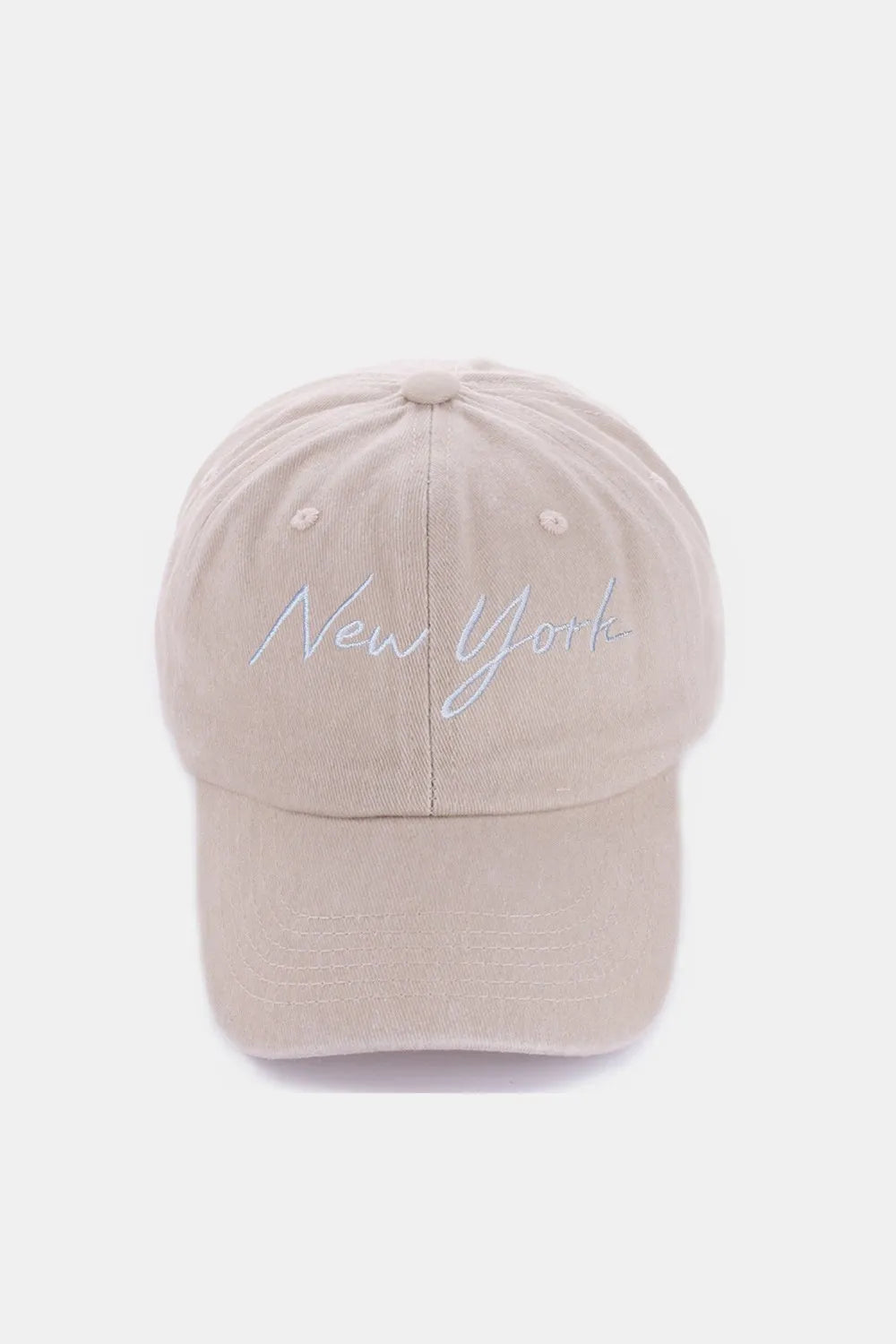 Zenana Washed Embroidered City Baseball Cap New York Ash Mocha One Size - Fashorio