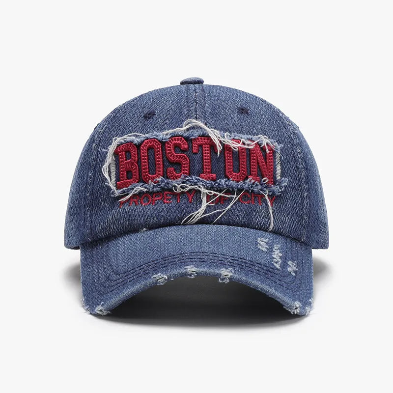 Letter Adjustable Cotton Baseball Cap Dark One Size - Fashorio