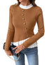Decor Button Contrast Hem Knit Top - Fashorio
