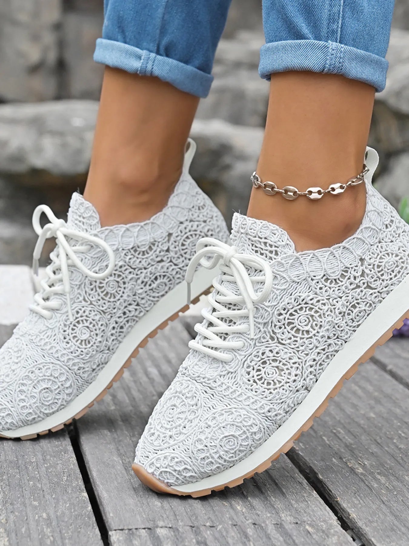 Mesh Lace Up Sneakers - Fashorio