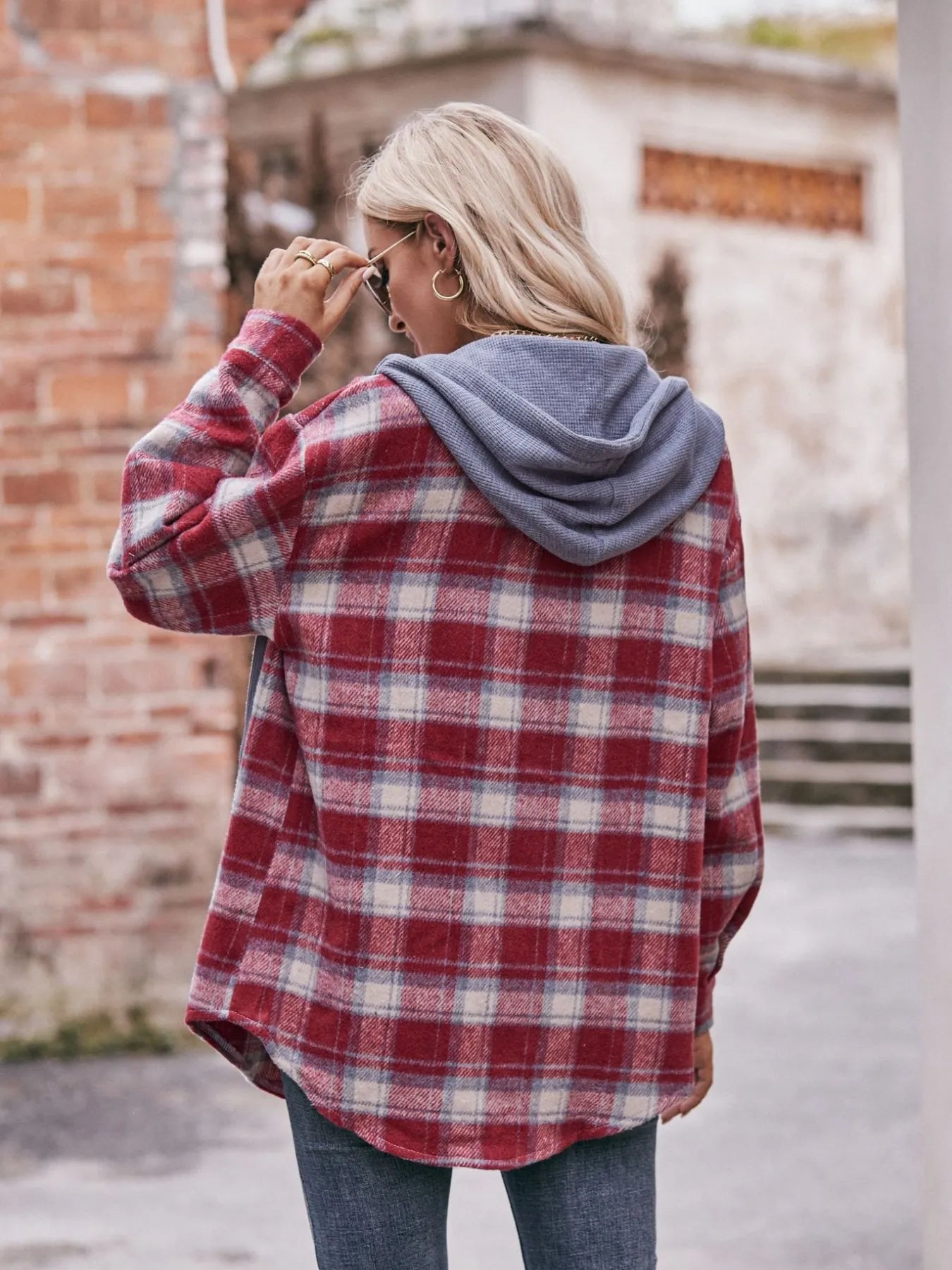Oversized Plaid Button-Up Shacket – Lightweight Casual Layer - Fashorio
