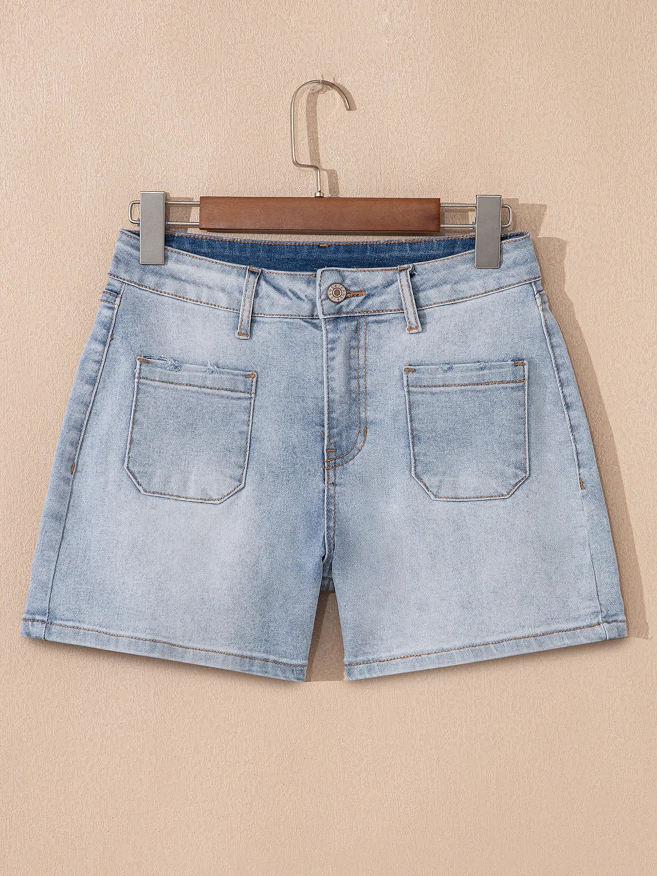 Wash High Rise Denim Shorts - Fashorio