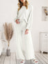 Long Sleeve Lounge Top and Drawstring Pants Set White - Fashorio
