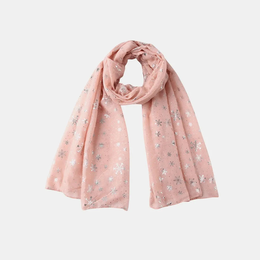 Thermal Snowflakes Polyester Scarf Blush Pink One Size - Fashorio