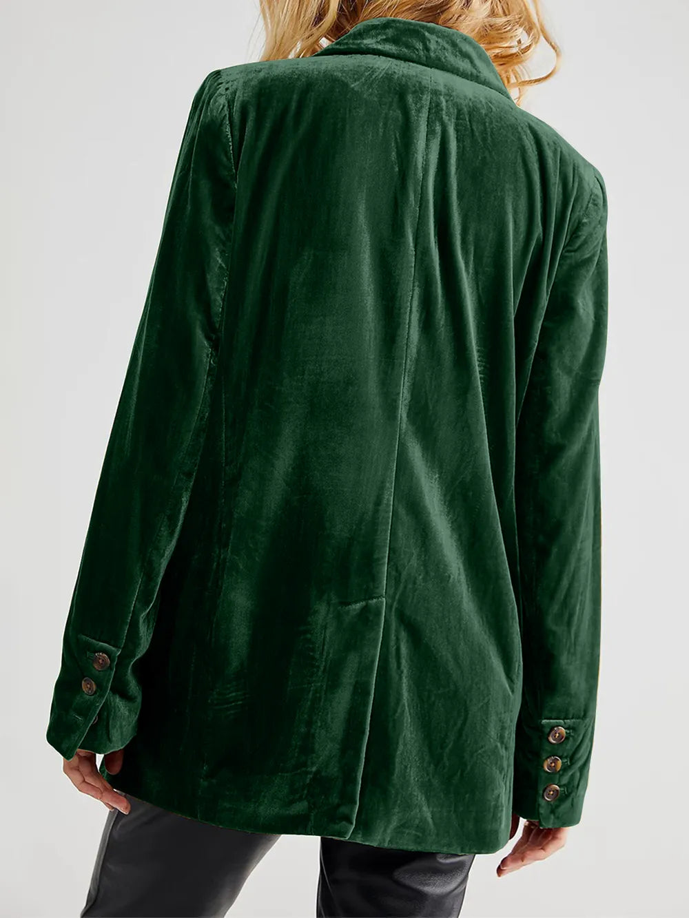 Lapel Collar Long Sleeve Blazer with Pockets - Fashorio