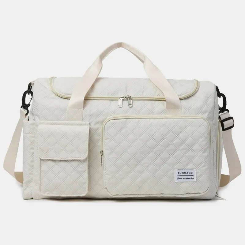 Oxford Cloth Multi Pockets Travel Bag Beige One Size - Fashorio