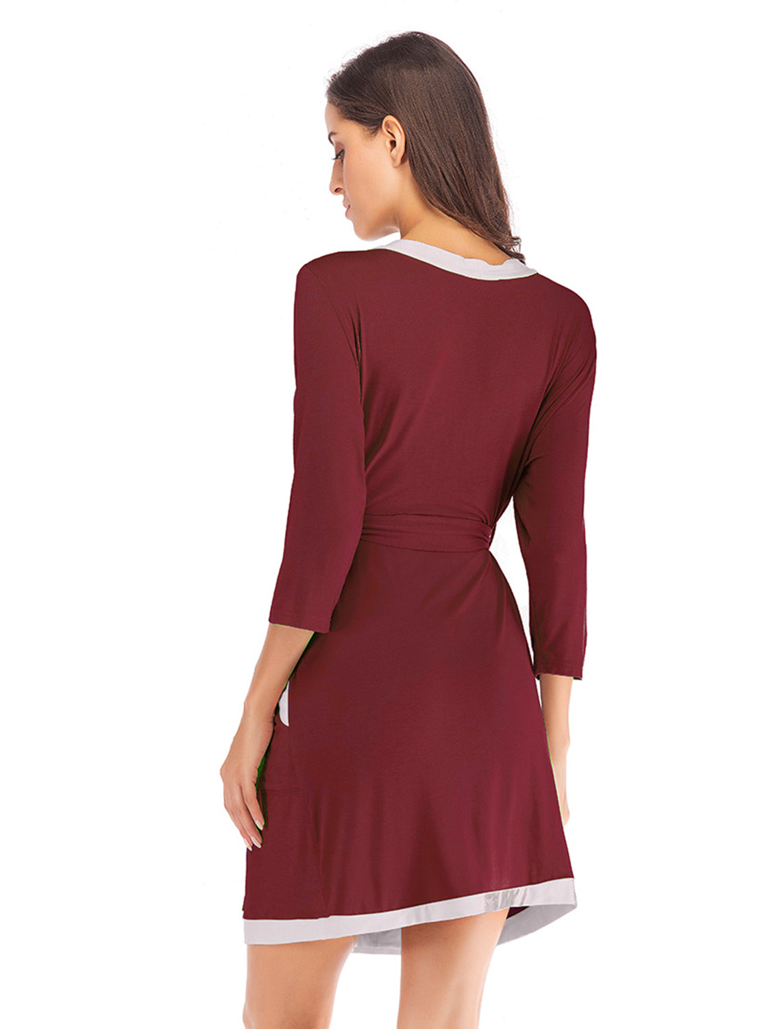 Tie Waist Surplice Neck Robe with Pockets - Fashorio