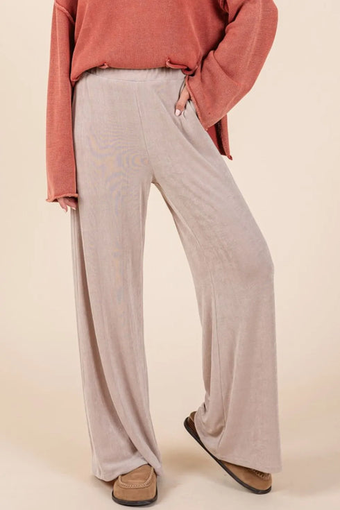 Mittoshop Elastic Waist Pants with Side Pockets Dust Storm - Fashorio