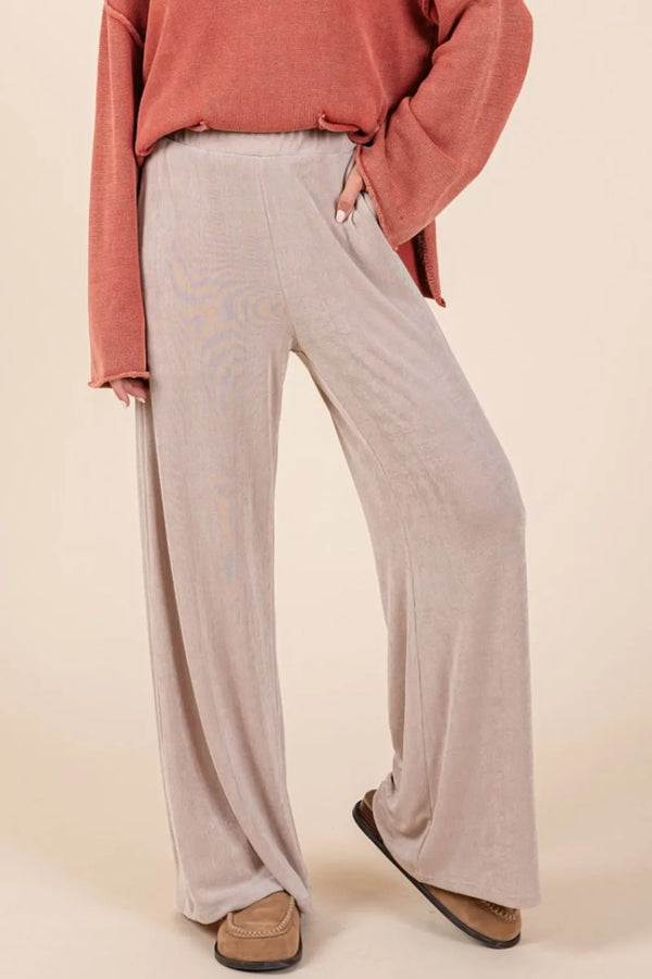 Mittoshop Elastic Waist Pants with Side Pockets Dust Storm - Fashorio