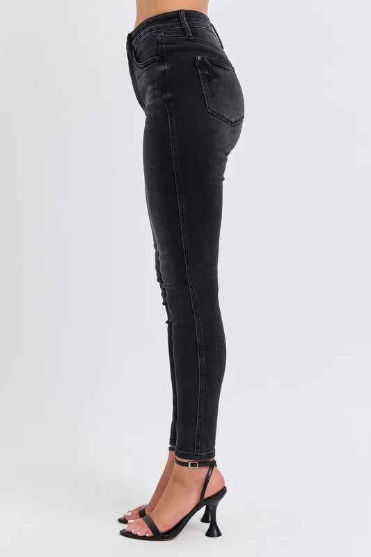 Judy Blue Plus Size Mid Rise Tummy Control Skinny Jeans – Flattering Fit - Fashorio
