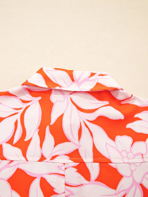 Botanical Print Single Chest Pocket Button Up Shirt - Fashorio