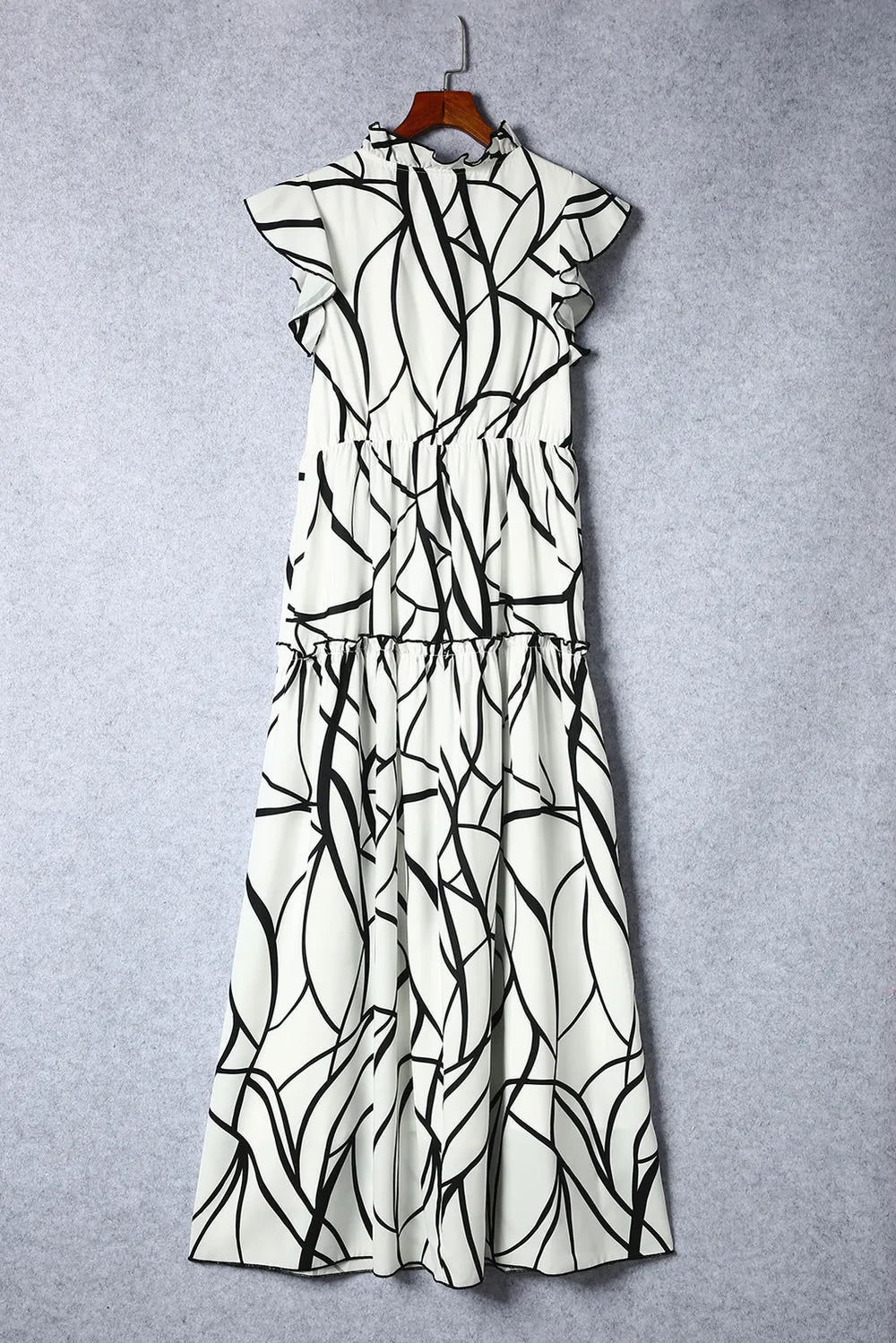 Ruffled Printed Surplice Cap Sleeve Dress - Fashorio
