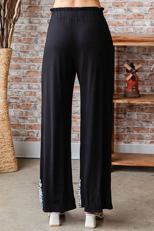 Heimish Full Size Solid Damask Casual Pants Plus Size - Fashorio