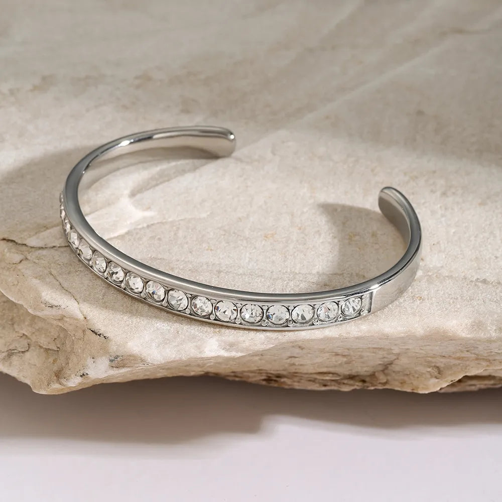 Stainless Steel Inlaid Zircon Bracelet - Fashorio