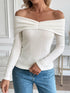Off-Shoulder Ribbed Knit Top - Fashorio