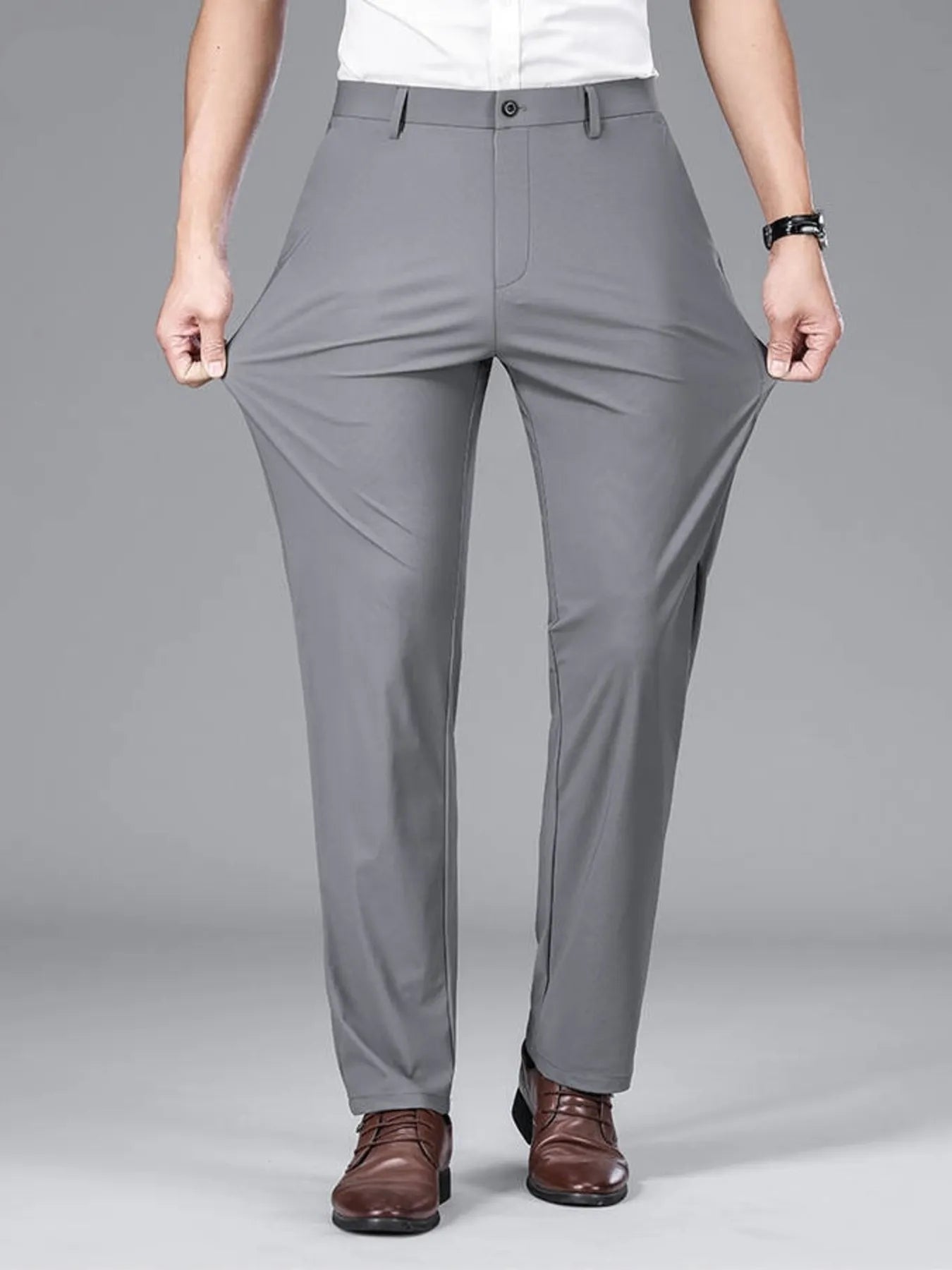 Men's Slim Fit Casual Pants Grey - Fashorio