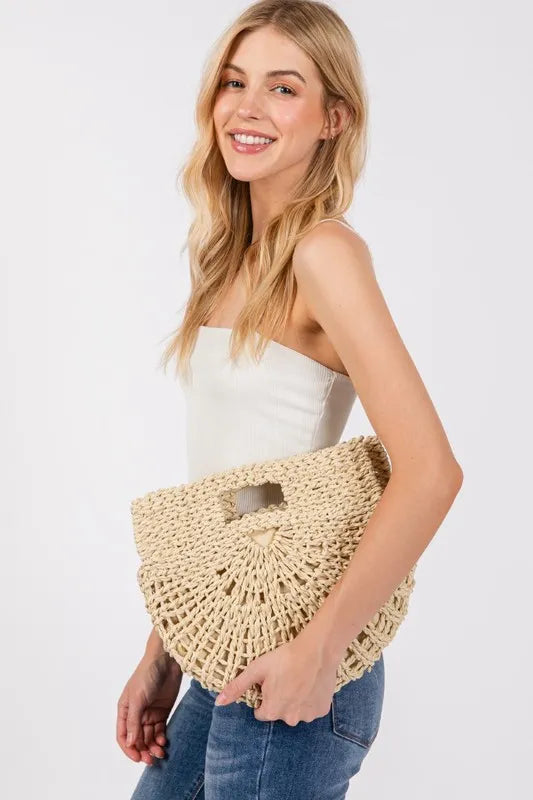 Fame Braided Semi Circle Tote Bag - Fashorio