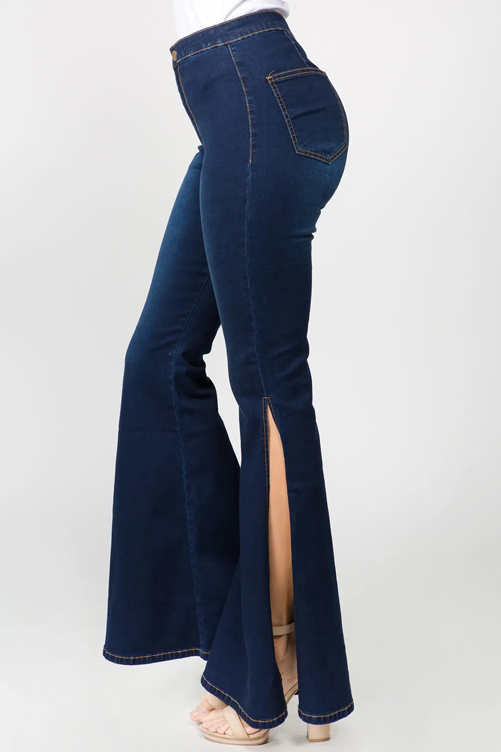 American Bazi Side Slit Flare Jeans - Fashorio