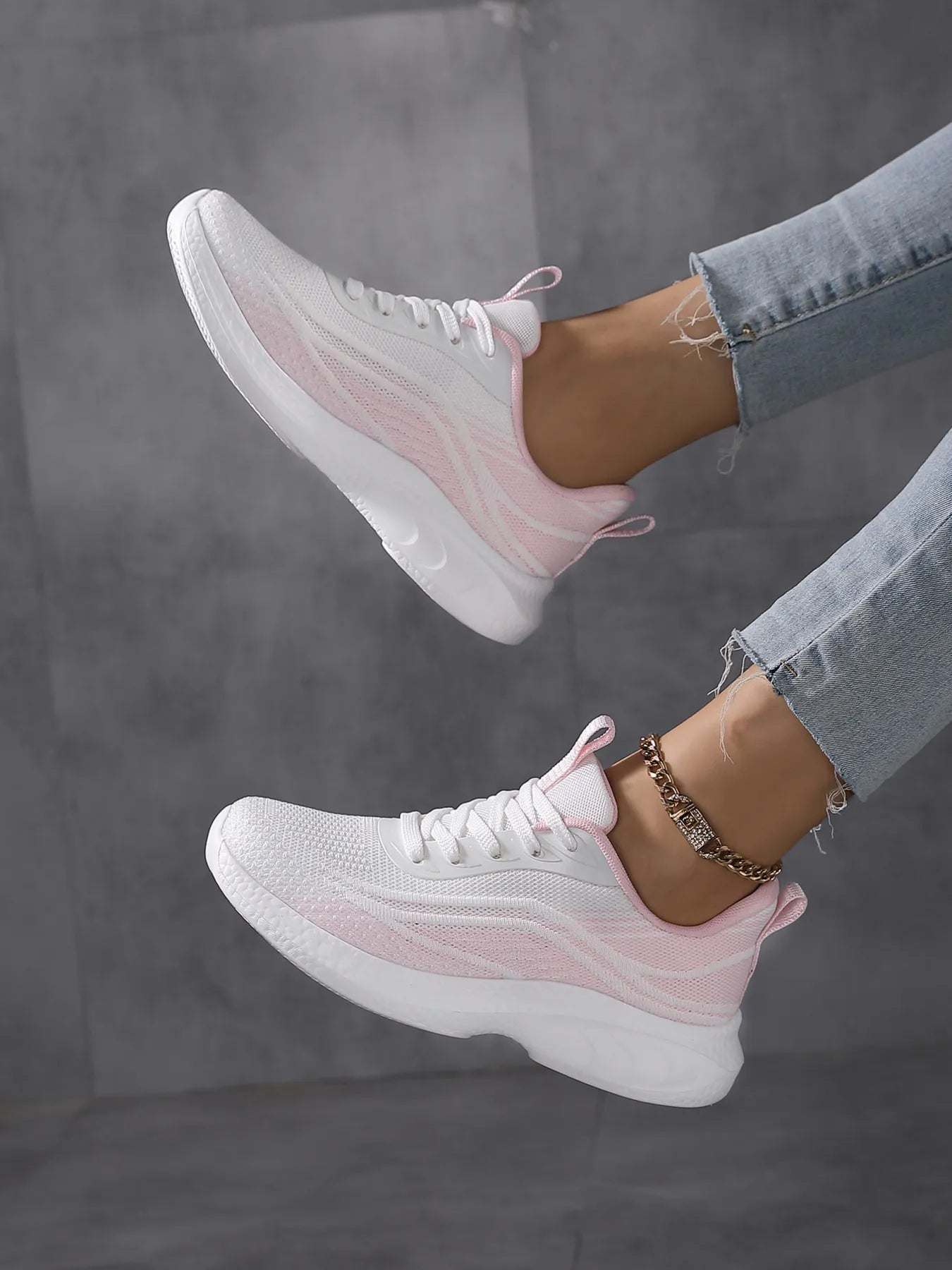 Gradient Lace Up Mesh Breathable Athletic - Fashorio