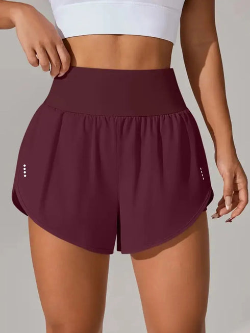Pocketed High Waist Active Shorts Plum Purple - Fashorio